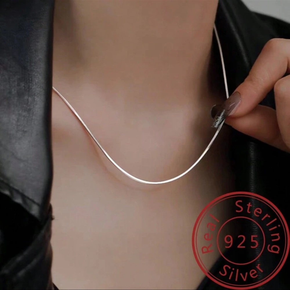 New 925 Sterling Silver Snake Bone Silver Necklace